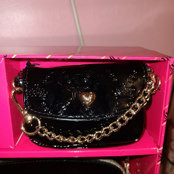 Black licorice camera crossbody bag w/matching coin purse gold accents - Picture 3 of 3